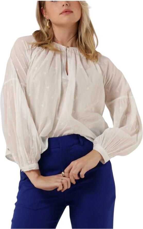 SCOTCH & SODA Dames Blouses Tie Front Easy Volume Dobby Blouse Wit - Foto 7