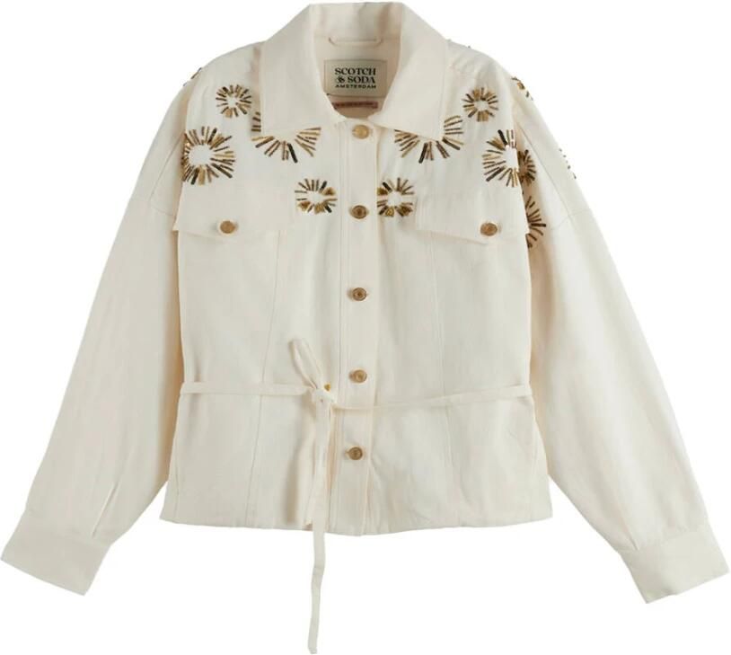 Scotch & Soda Versierde Katoenen Truckerjas White Dames - Foto 4