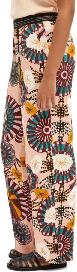 Scotch & Soda high waist wide leg palazzo broek met all over print lichtroze - Foto 4