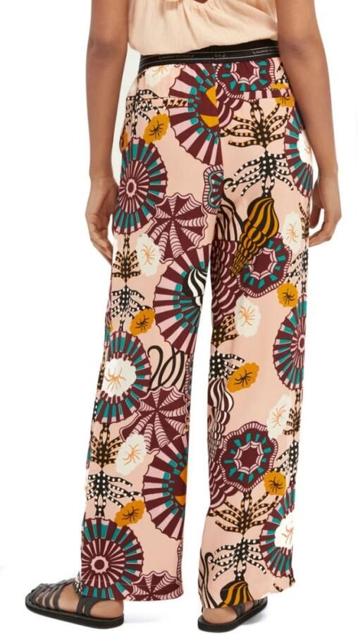 Scotch & Soda high waist wide leg palazzo broek met all over print lichtroze - Foto 3