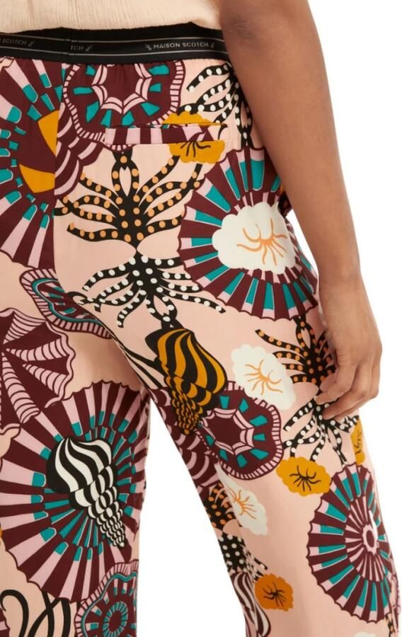 Scotch & Soda high waist wide leg palazzo broek met all over print lichtroze - Foto 2
