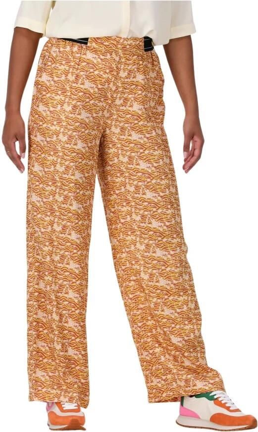 Scotch & Soda high waist wide leg palazzo broek met all over print oranje lichtroze - Foto 4