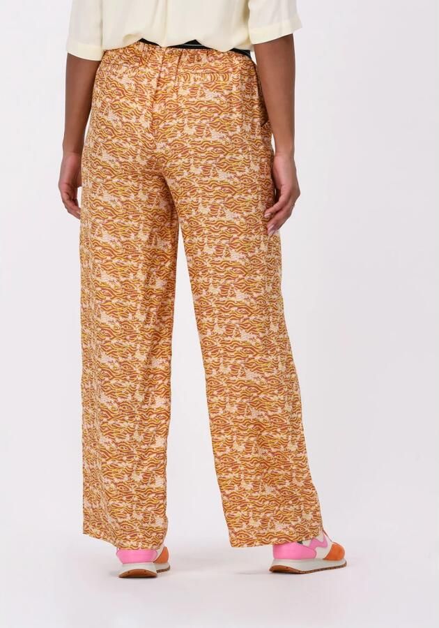 Scotch & Soda high waist wide leg palazzo broek met all over print oranje lichtroze - Foto 3