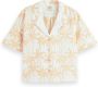 SCOTCH & SODA Dames Blouses Embroidered Linen Hawaiian Shirt Zand - Thumbnail 10