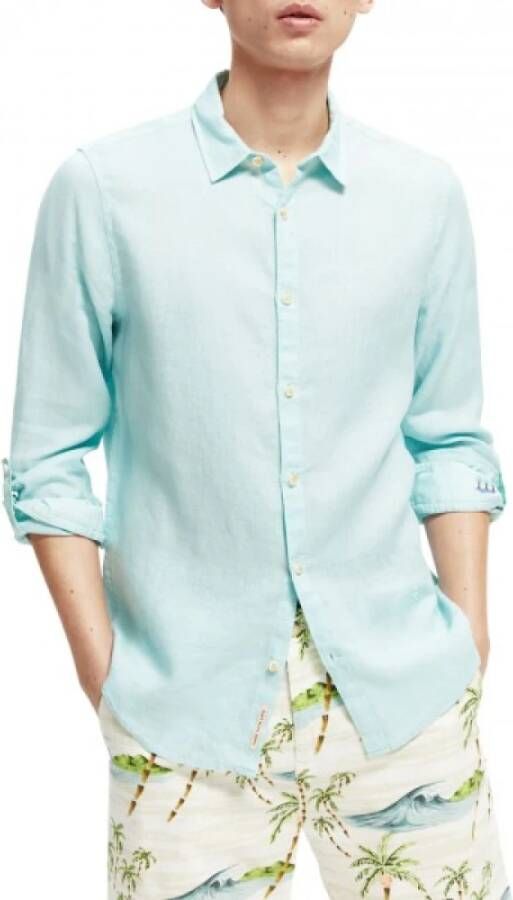 Scotch & Soda Lichtblauwe Casual Overhemd Regular Fit Garment-dyed Linen Shirt - Foto 8