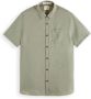 SCOTCH & SODA Heren Overhemden Short Sleeve Linen Shirt Donkergroen - Thumbnail 2
