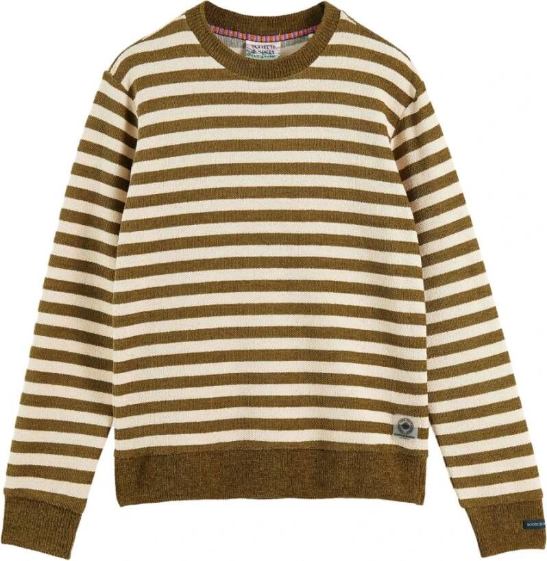 Scotch & Soda Striped crewneck chenile green-ecru Groen Heren - Foto 5