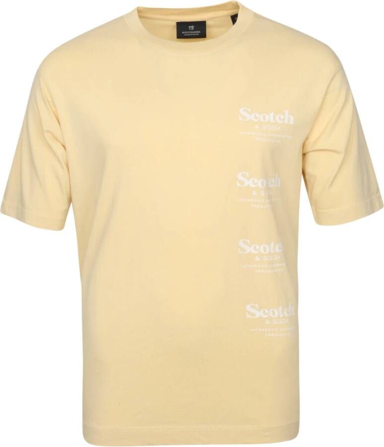 Scotch and Soda Scotch & Soda T-Shirt Logo Patroon Geel