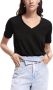 Scotch & Soda Veelzijdig V-Hals T-Shirt van Zwart Linnen Zwart Dames - Thumbnail 1