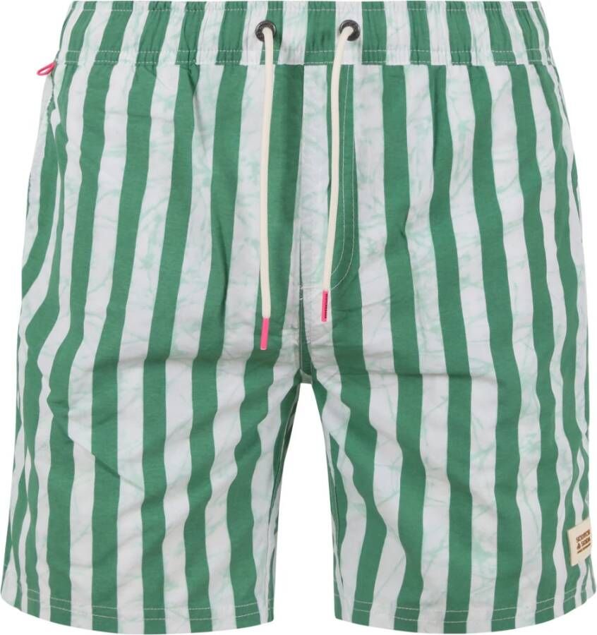 SCOTCH & SODA Heren Zwembroeken Mid Length Batik Stripe Printed Swimshort Groen - Foto 2