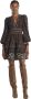 Sea NY Bruine Kruissteek Mini Jurk Bruin Dames - Thumbnail 1