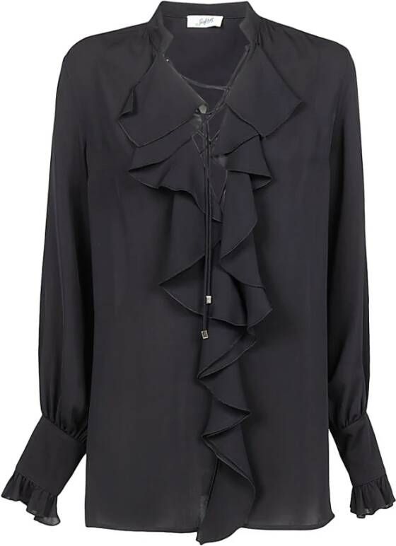 Seafarer Long Sleeve Ruched Shirt Black Dames