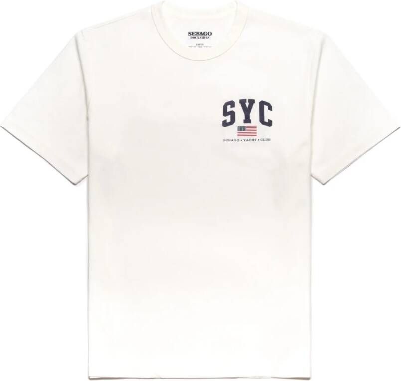 Sebago Heren SYC Print Katoenen T-shirts en Polos Wit Heren