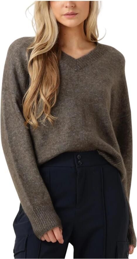 Second Female Brook Knit Loose V-neck Trui Second Dames Brown Dames - Foto 7