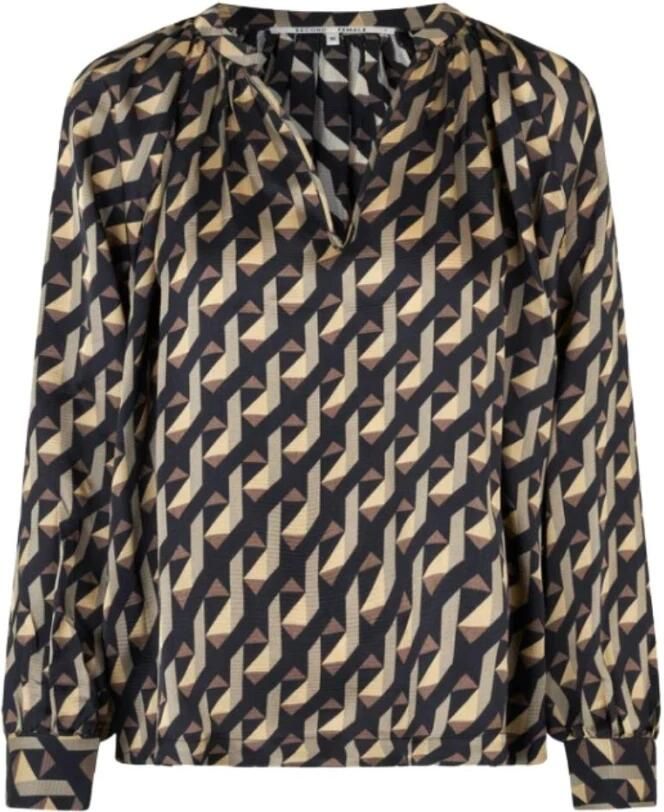 Second Female Gestippelde Blouse met Opstaande Kraag Second Dames Black Dames - Foto 5