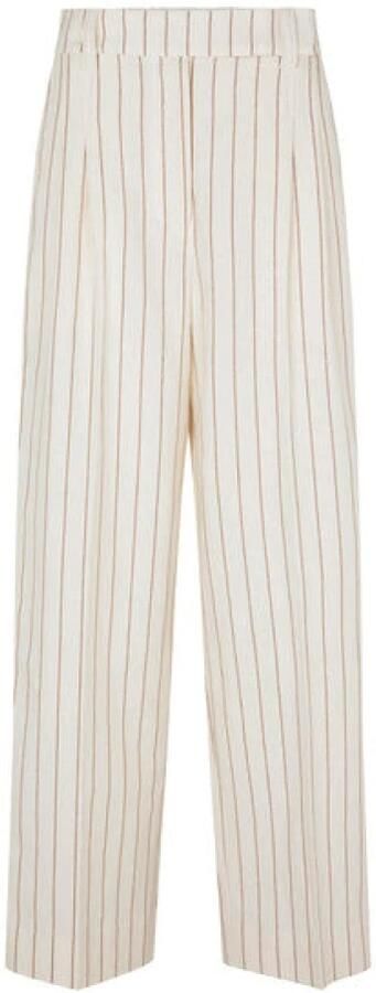 Second Female Summer Spigato Wide Trousers Second Dames White Dames - Foto 10