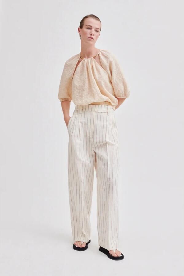 Second Female Summer Spigato Wide Trousers Second Dames White Dames - Foto 4