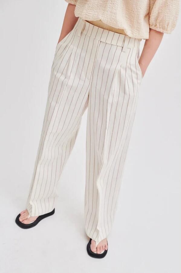 Second Female Summer Spigato Wide Trousers Second Dames White Dames - Foto 5