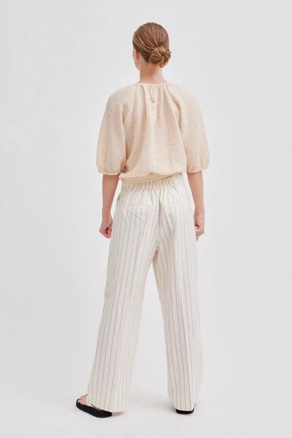 Second Female Summer Spigato Wide Trousers Second Dames White Dames - Foto 7