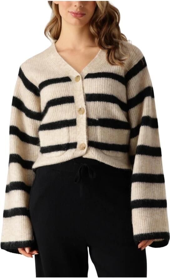 Second Female Gestreepte Gebreide Vest Wijde Mouwen Second Dames Beige Dames - Foto 7