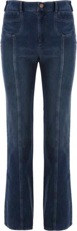 See by Chloé Geribbelde Corduroy Flared Jeans Blauw Dames