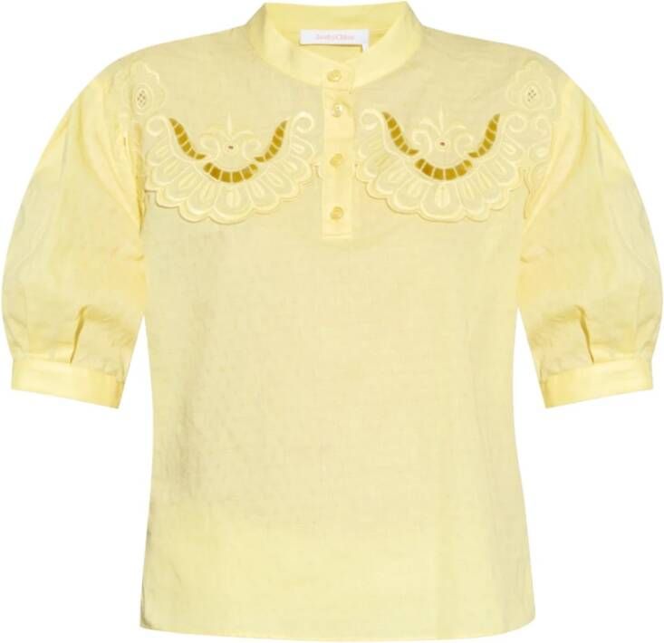 See by Chloé Lace-trimmed top Yellow Dames