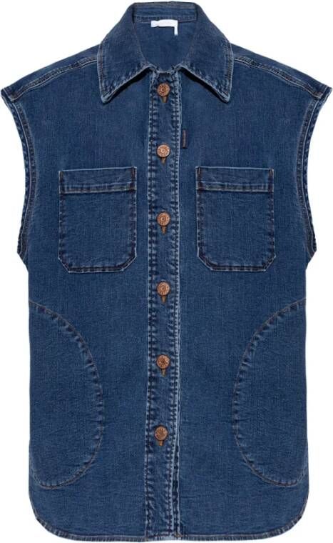 See by Chloé Relaxed-fitting denim vest Blauw Dames