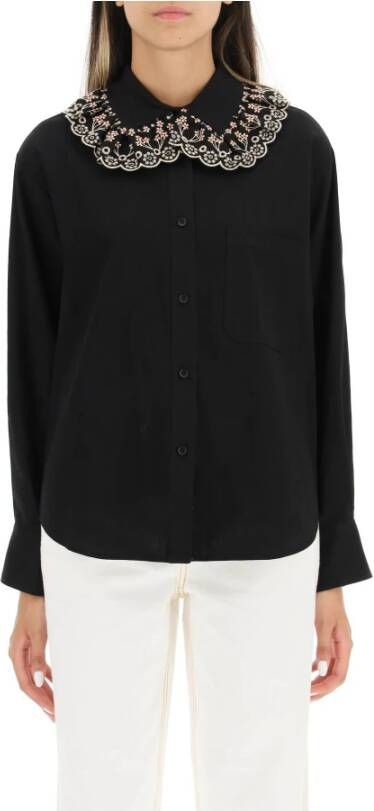 See by Chloé Overhemd met geborduurde kraag uit de collectie Black Dames
