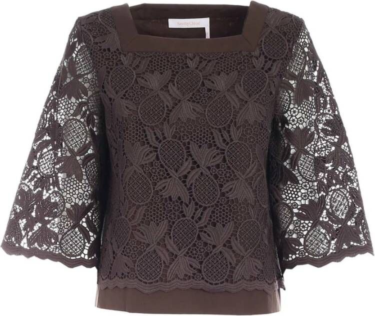 See by Chloé Ananas Kantmouw Top Bruin Dames