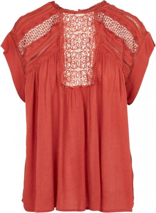 See u soon Crêpe blouse met guipure details Oranje Dames