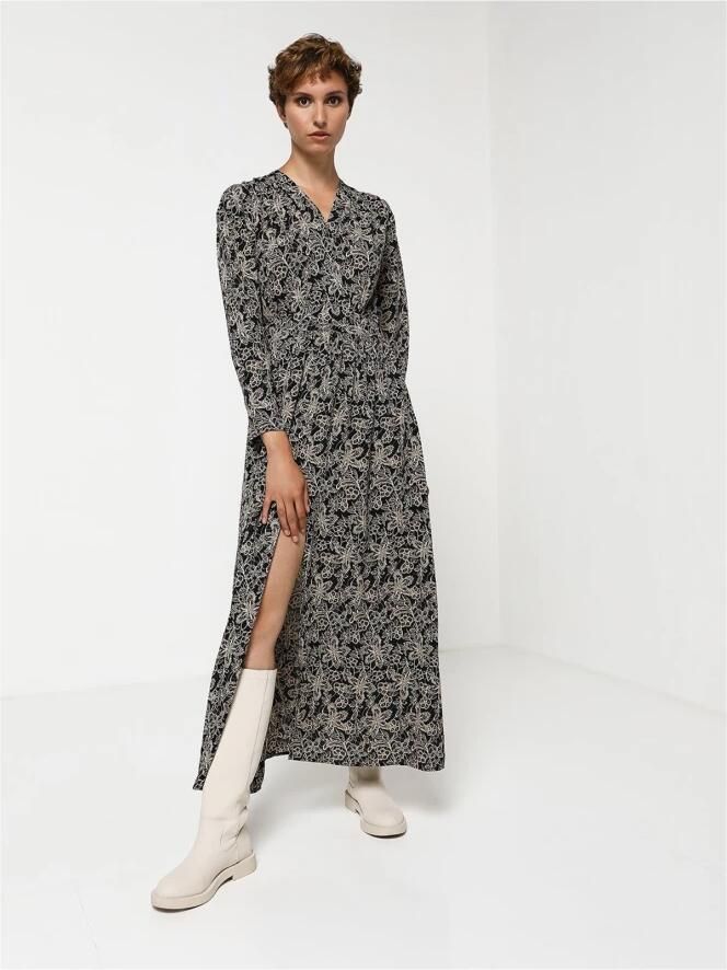 See u soon Gedrukte Lange Jurk V-Hals Open Rug Multicolor Dames