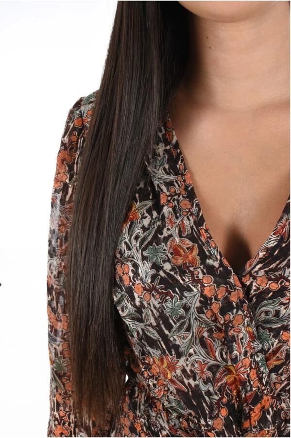 See u soon Lange Splitjurk Bedrukte V-hals Multicolor Dames