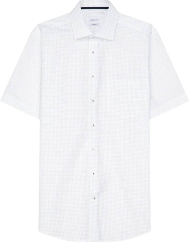 Seidensticker overhemd korte mouw Regular normale fit wit geprint katoen