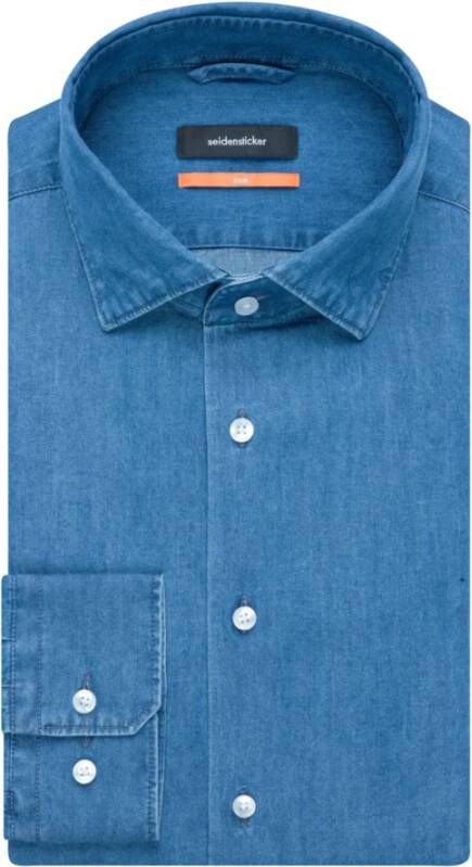 Seidensticker Jeansoverhemd SLIM lange mouwen kentkraag uni