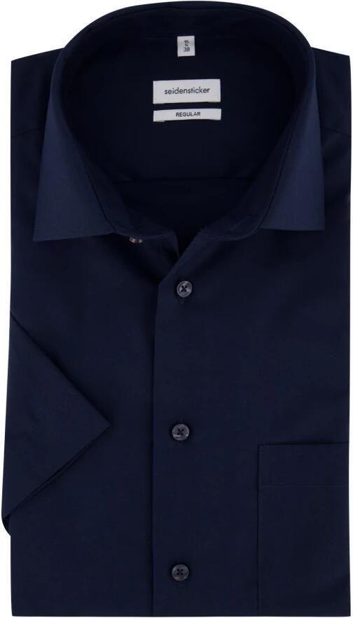 Seidensticker Donkerblauwe Jurk Blouse met Korte Mouwen Blue Heren - Foto 4