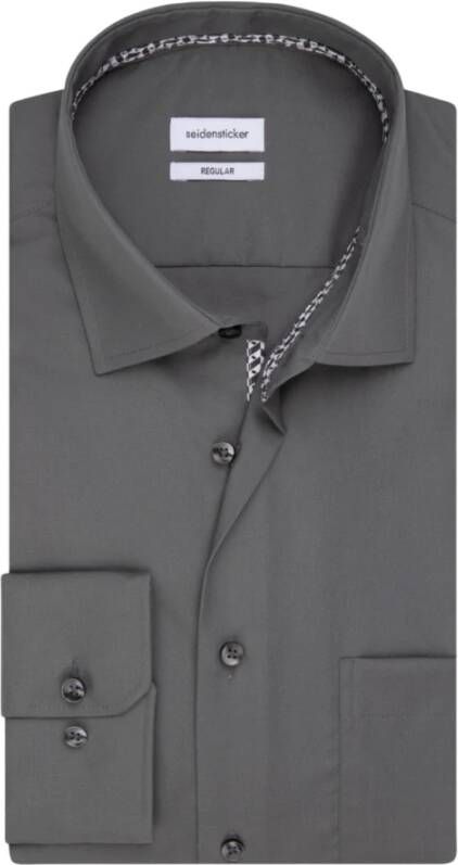 Seidensticker business overhemd Regular borstzak normale fit grijs effen
