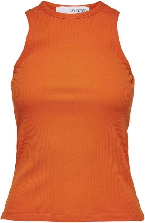 SELECTED FEMME Dames Tops & T-shirts Slfanna O-neck Tank Top Oranje