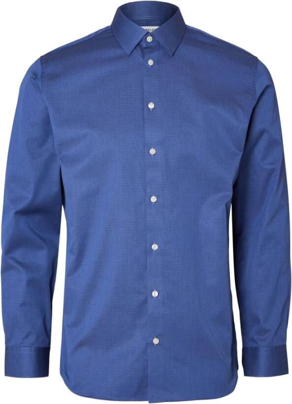 Selected Homme Donkerblauw Katoenen Slim Fit Overhemd Blauw Heren