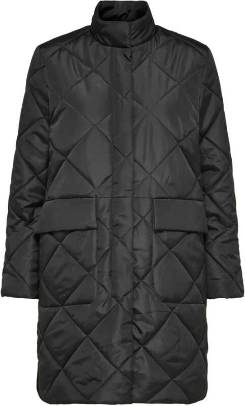 SELECTED FEMME quilted gewatteerde winterjas SLFNADDY van gerecycled polyester zwart