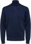 Selected Homme Donkerblauwe Coltrui Town Merino Coolmax Knit Roll B - Thumbnail 2