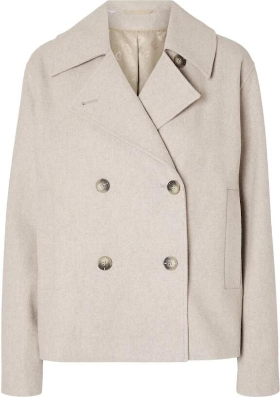 SELECTED FEMME Dames Jassen Slfalma Short Wool Jacket Zand