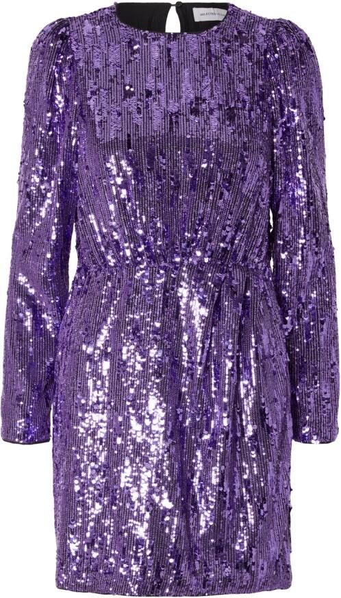 SELECTED WOMEN Dames Jurken Slfari-colyn Ls Short Sequins Paars - Foto 10
