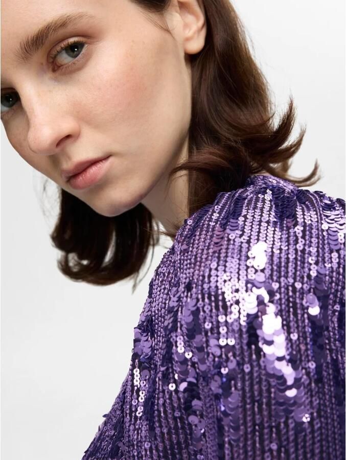 SELECTED WOMEN Dames Jurken Slfari-colyn Ls Short Sequins Paars - Foto 5