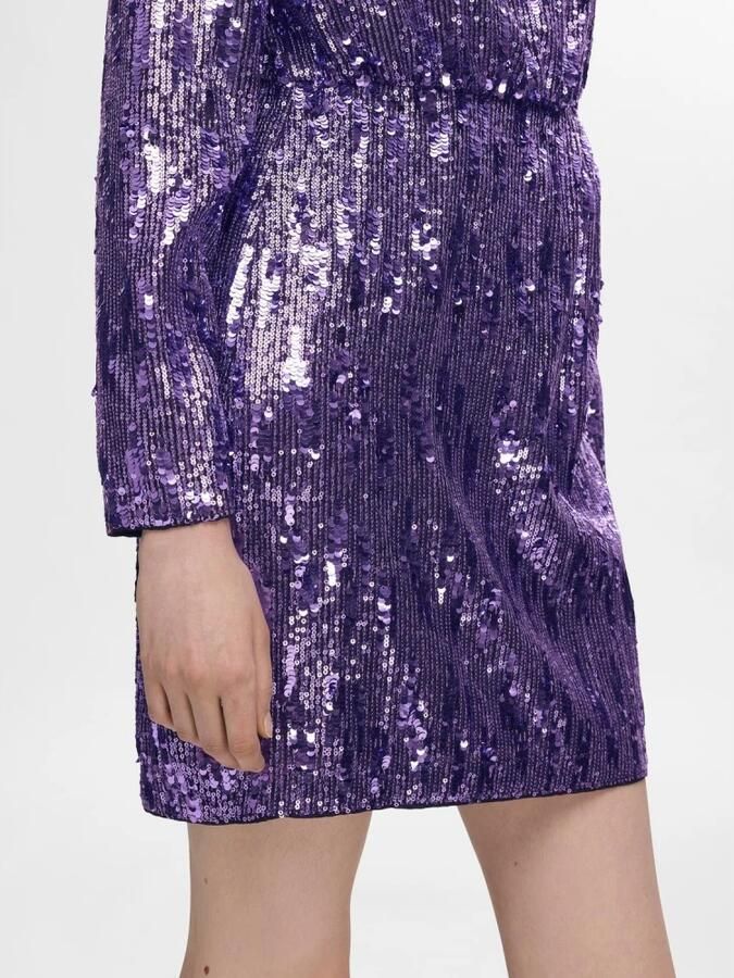 SELECTED WOMEN Dames Jurken Slfari-colyn Ls Short Sequins Paars - Foto 8