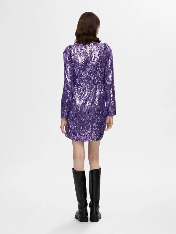 SELECTED WOMEN Dames Jurken Slfari-colyn Ls Short Sequins Paars - Foto 9