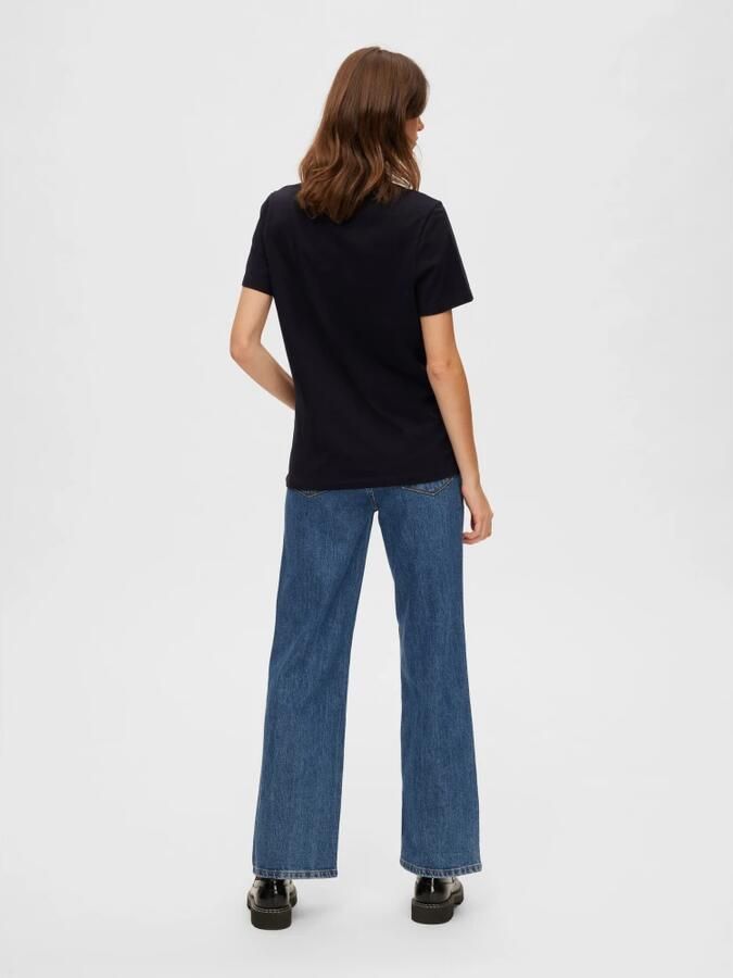 SELECTED WOMEN Dames Tops & T-shirts Slfmyessential Ss O-neck Tee Zwart - Foto 9
