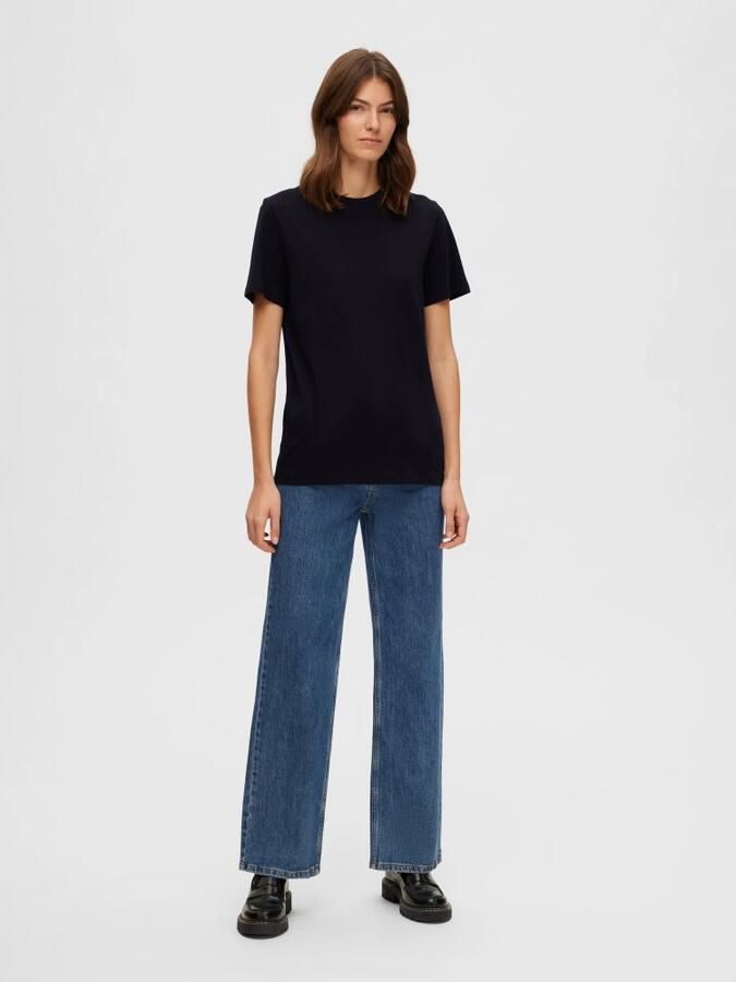 SELECTED WOMEN Dames Tops & T-shirts Slfmyessential Ss O-neck Tee Zwart - Foto 10