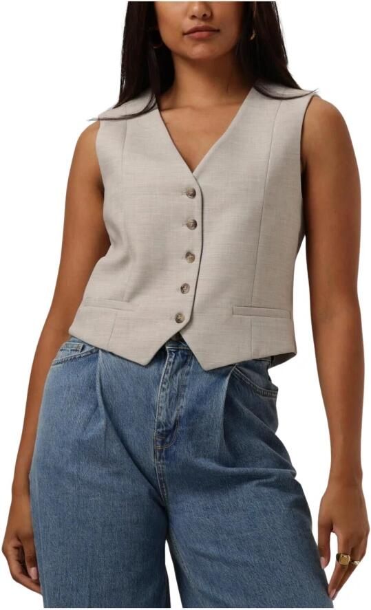 Selected Femme V-hals Mouwloze Vest met Voorknopen Beige Dames - Foto 9