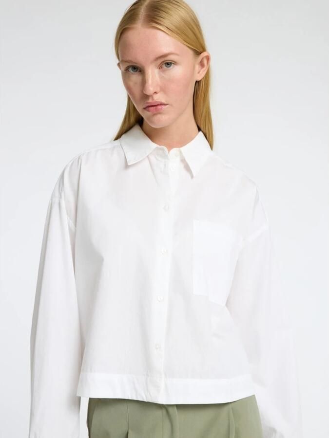 SELECTED FEMME Dames Blouses Slfastha Ls Cropped Boxy Shirt Wit - Foto 6