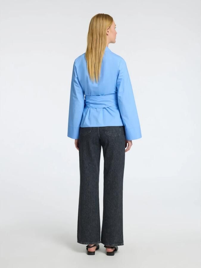 Selected Femme Gekruiste Katoenen Shirt Blue Dames - Foto 2